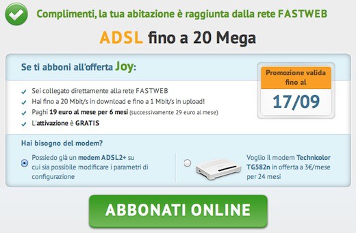 Copertura Fastweb in ULL