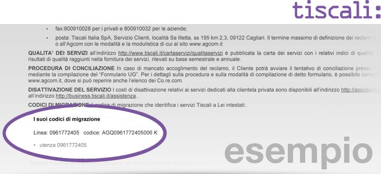 Dove trovare il codice di migrazione Tiscali